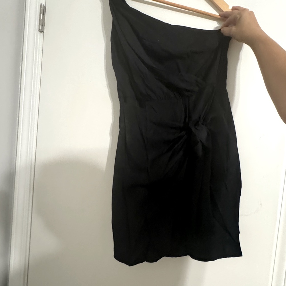 One shoulder black mini dress